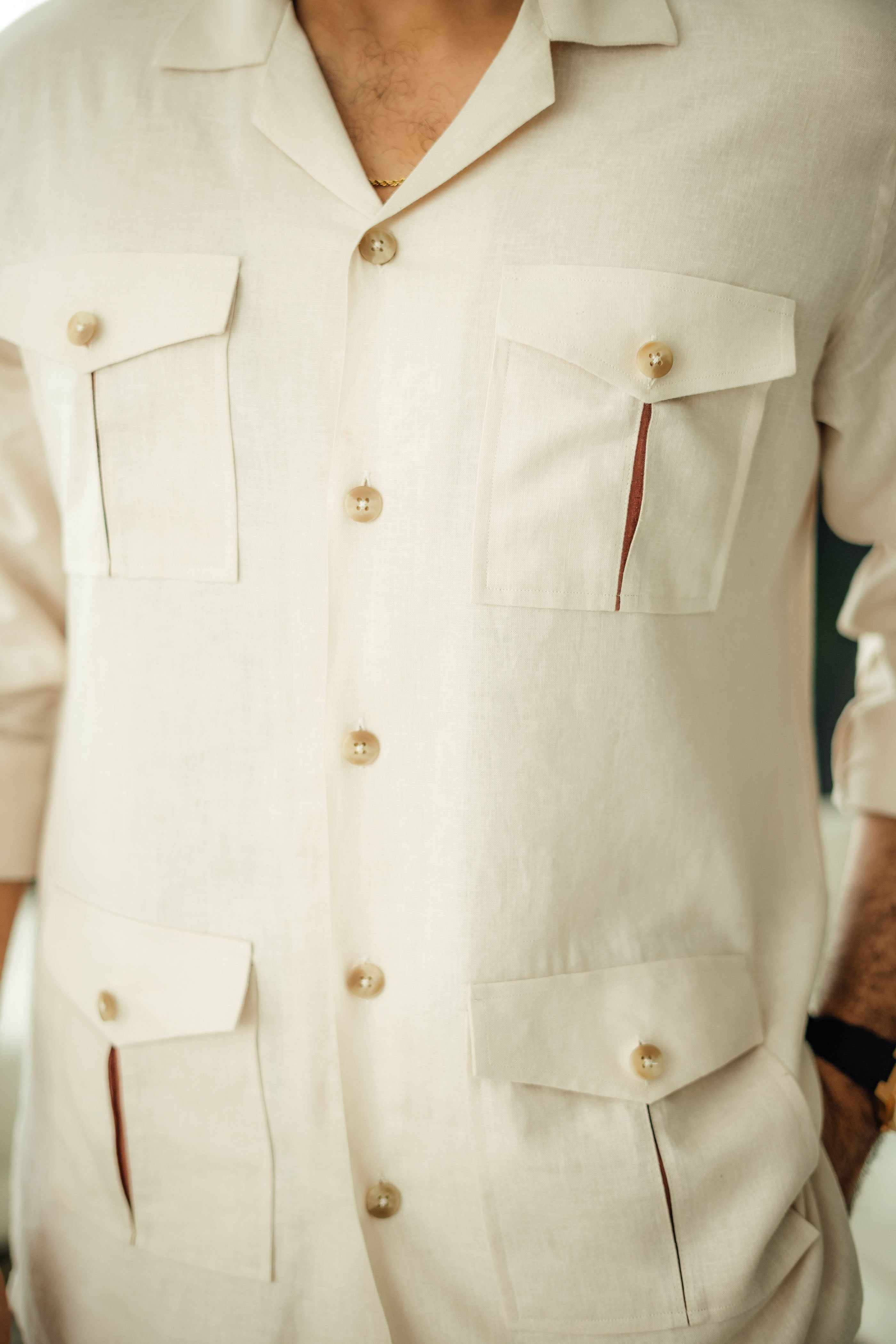 Ivory linen Co-rd set Humayun Alamgir