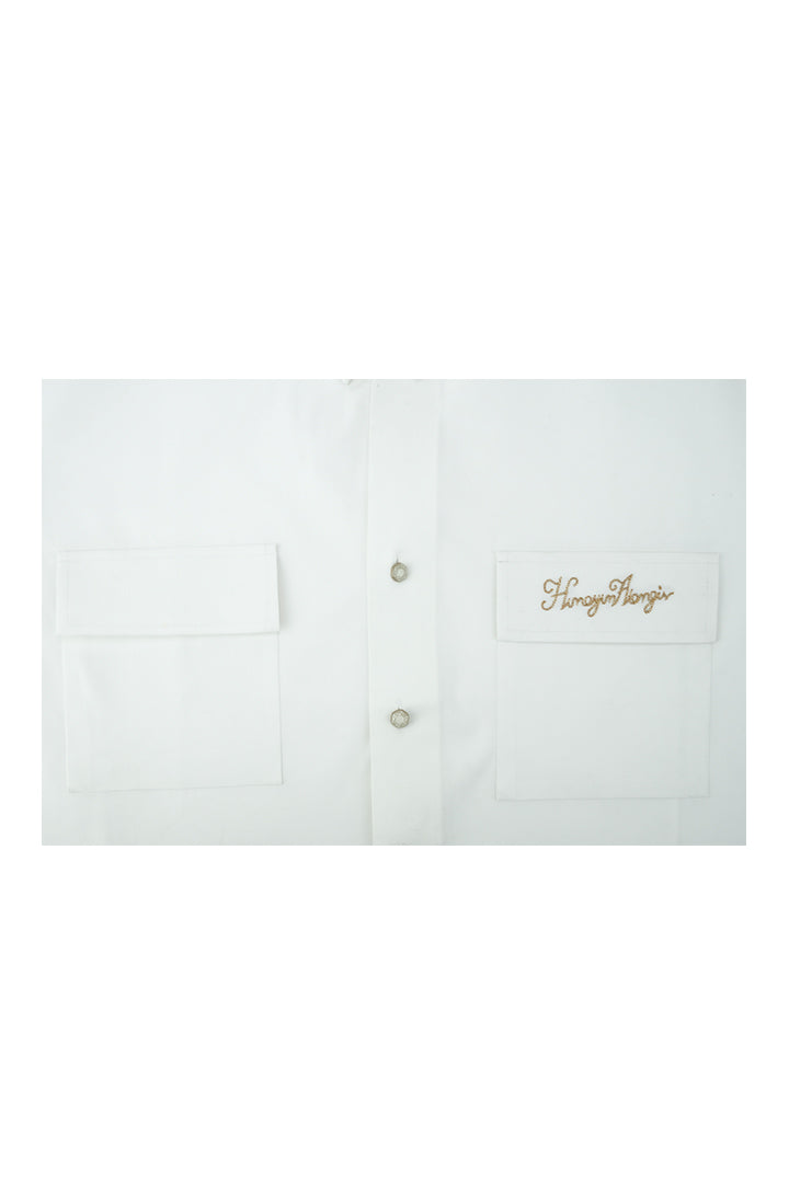 WHITE DOUBLE POCKET SHIRT Humayunalamgir