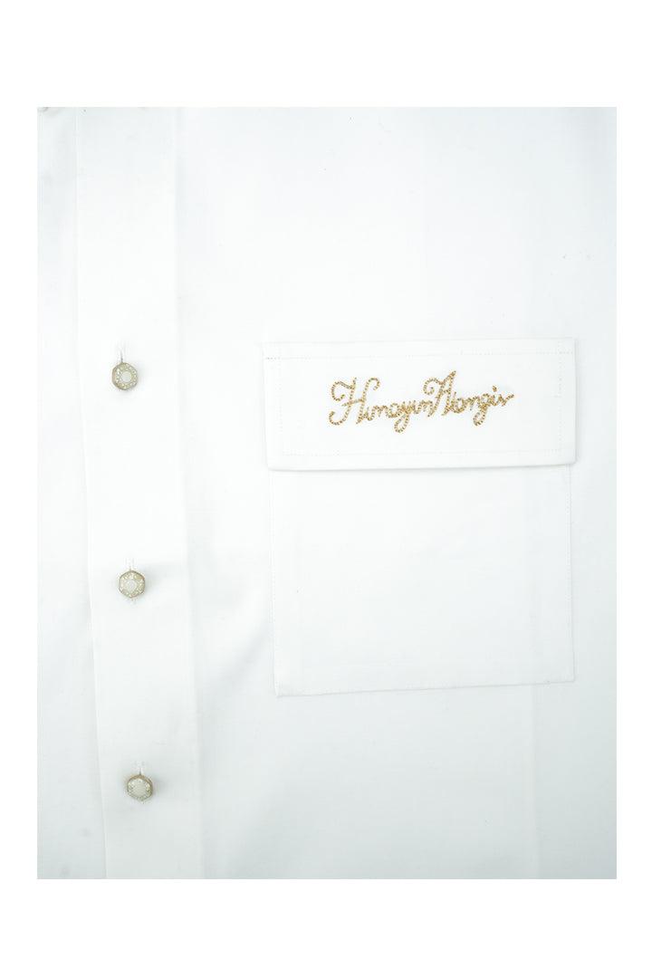 WHITE DOUBLE POCKET SHIRT Humayunalamgir