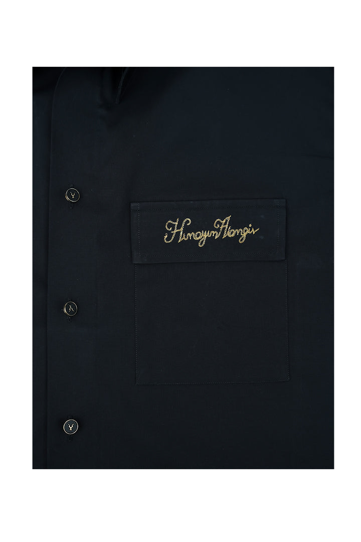 BLACK DOUBLE POCKET SHIRT Humayunalamgir