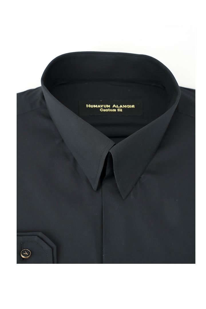 BLACK DOUBLE POCKET SHIRT Humayunalamgir