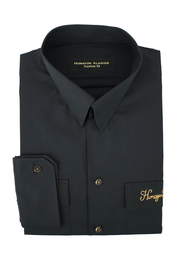 BLACK DOUBLE POCKET SHIRT Humayunalamgir