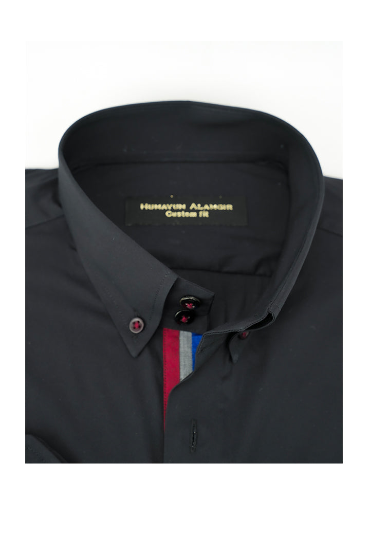 BLACK TRIPLE CONTRAST SHIRT Humayunalamgir