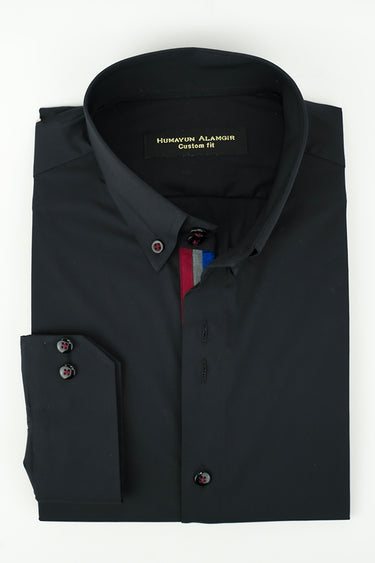 BLACK TRIPLE CONTRAST SHIRT Humayunalamgir