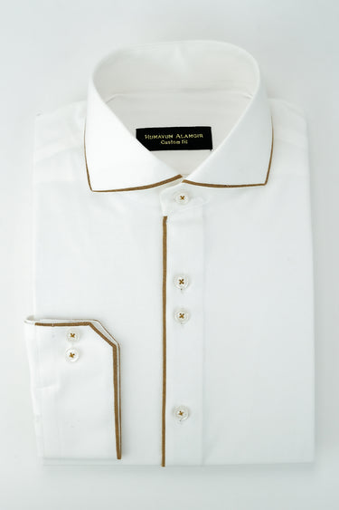 WHITE STRETCHABLE SHIRT Humayunalamgir