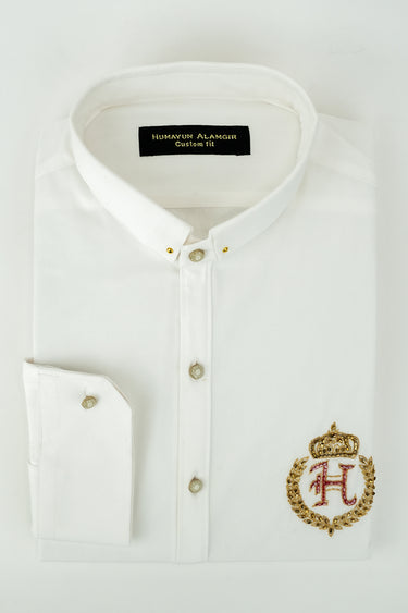 WHITE MOTIF SHIRT Semi Formal HumayunAlamgir