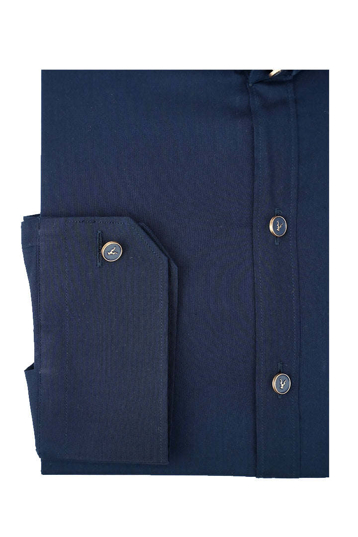 NAVY BLUE MOTIF SHIRT Semi Formal HumayunAlamgir