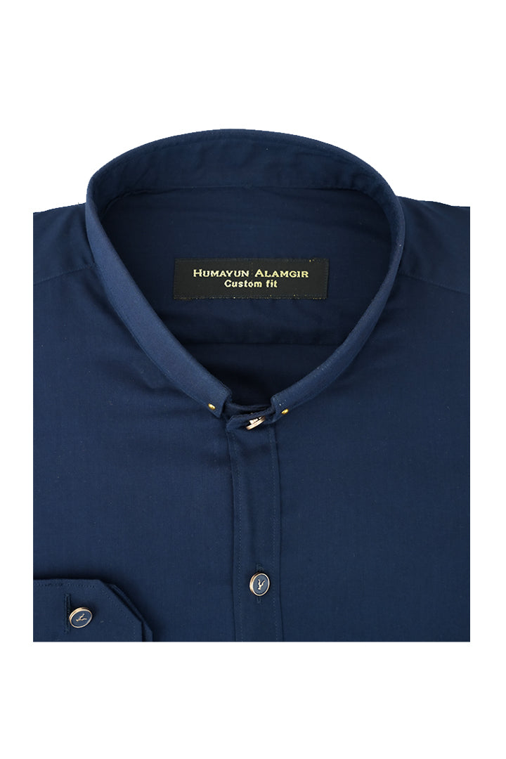 NAVY BLUE MOTIF SHIRT Semi Formal HumayunAlamgir