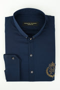 NAVY BLUE MOTIF SHIRT Semi Formal HumayunAlamgir