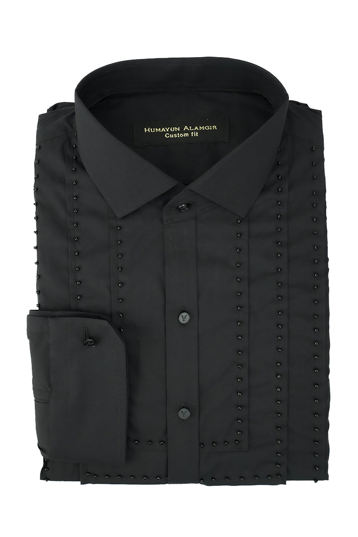 BLACK BEADS SHIRT Humayunalamgir