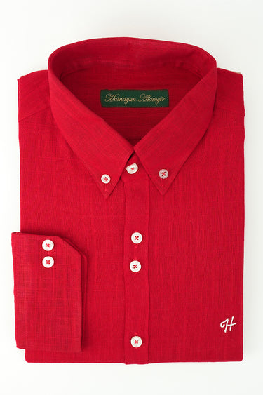 RED LINEN SHIRT