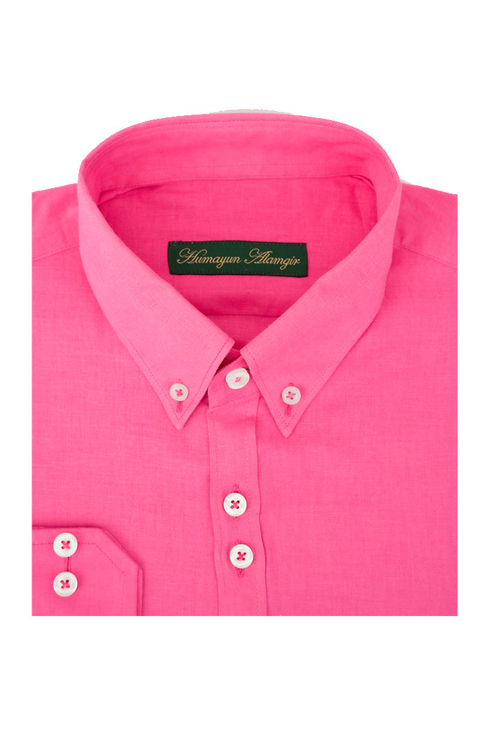 BABY PINK LINEN SHIRT Humayunalamgir