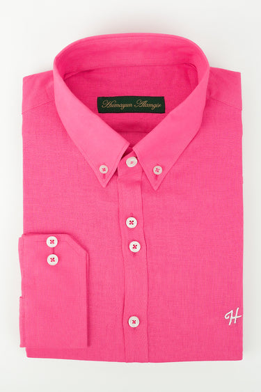 BABY PINK LINEN SHIRT Humayunalamgir