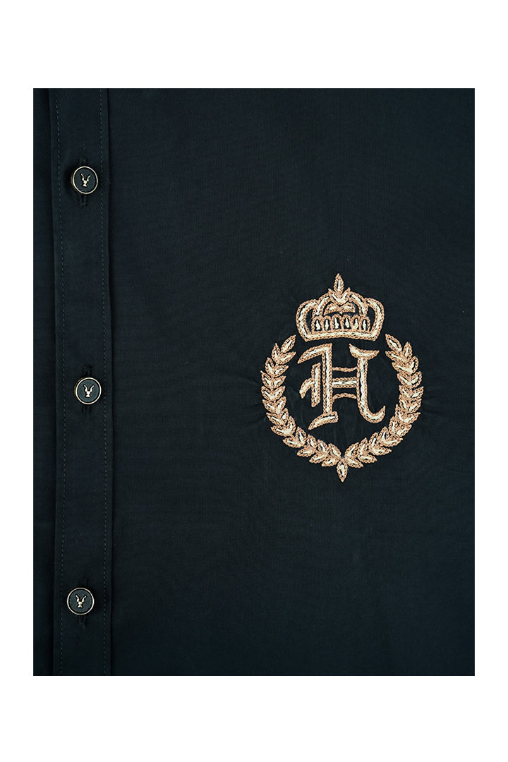 BLACK EMBROIDERED SHIRT Semi Formal HumayunAlamgir