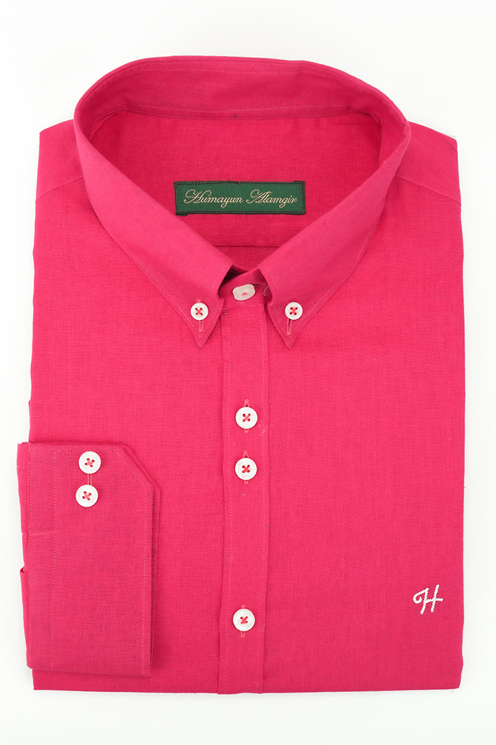 DEEP PINK LINEN SHIRT Humayunalamgir