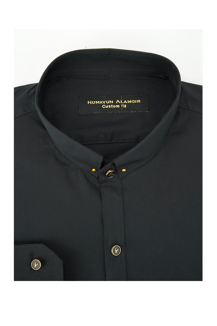 BLACK EMBROIDERED SHIRT Semi Formal HumayunAlamgir
