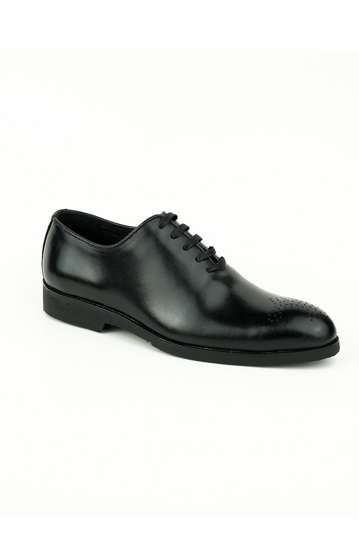 BLACK BURNISHED LEATHER OXFORD SHOES Shoes humyaunalamgir