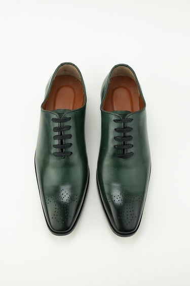 OLIVE GREEN BURNISHED LEATHER SHOES