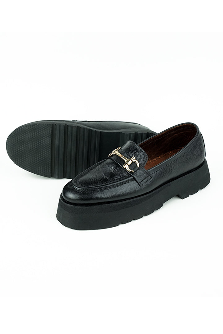 BLACK FLARE HIGH SOLE MOCASSINS Shoes humyaunalamgir