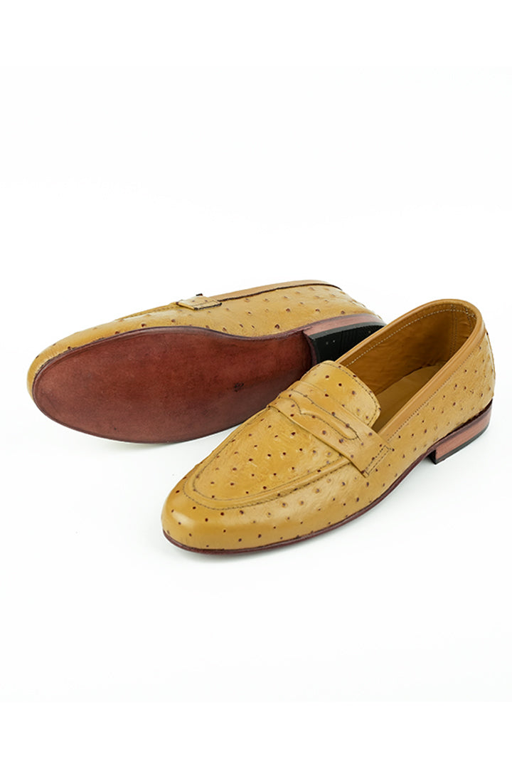 MUSTARD TAN OSTRICH LEATHER Shoes humyaunalamgir