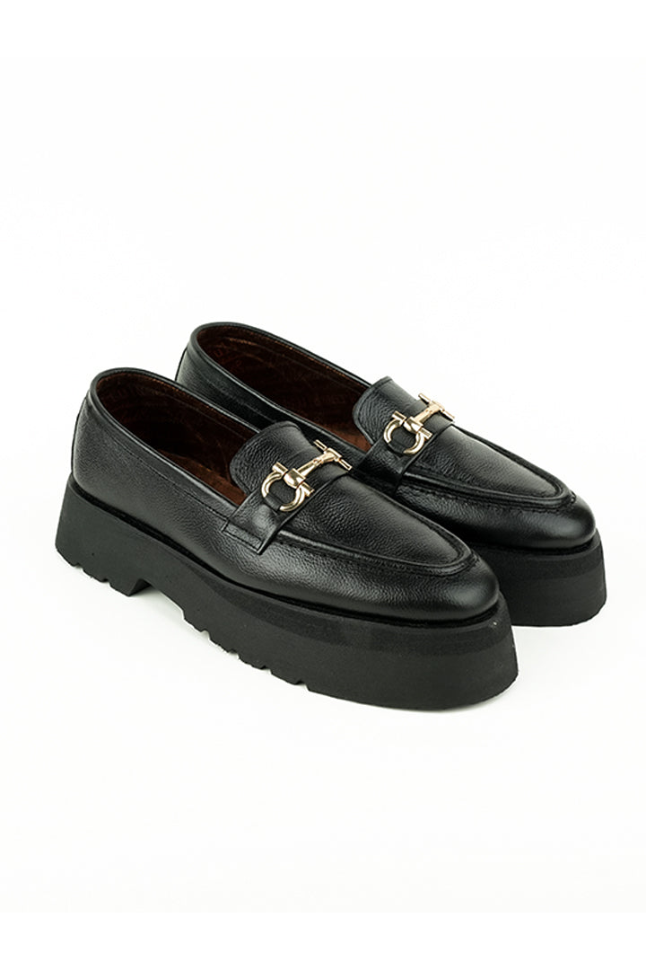 BLACK FLARE HIGH SOLE MOCASSINS Shoes humyaunalamgir