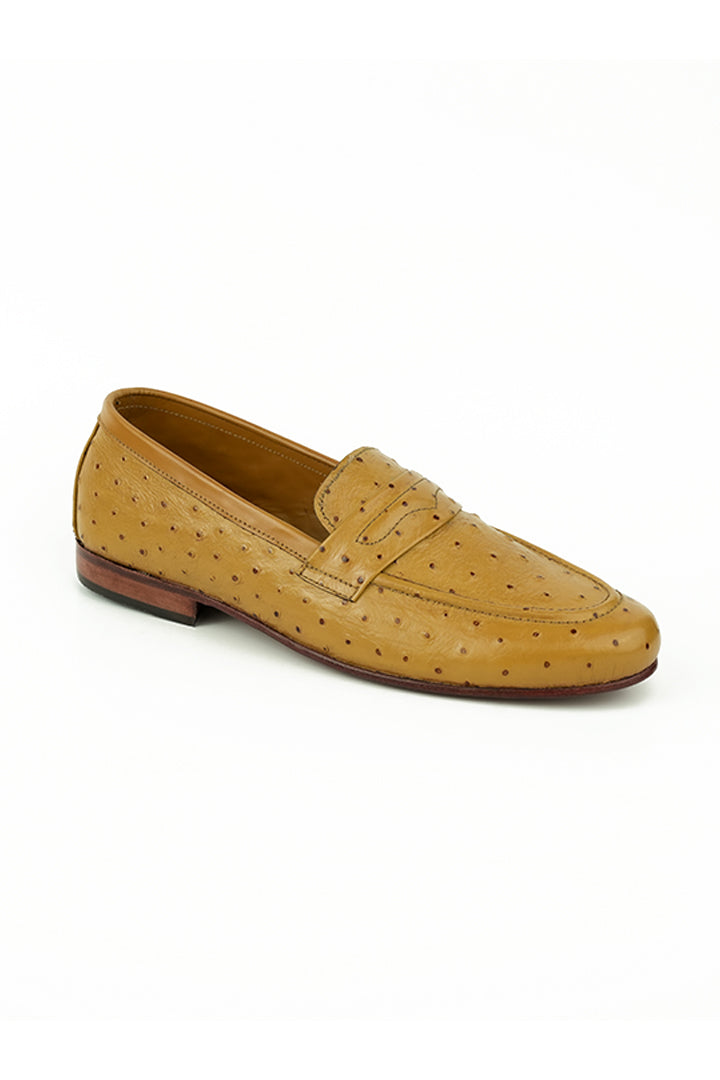 MUSTARD TAN OSTRICH LEATHER Shoes humyaunalamgir