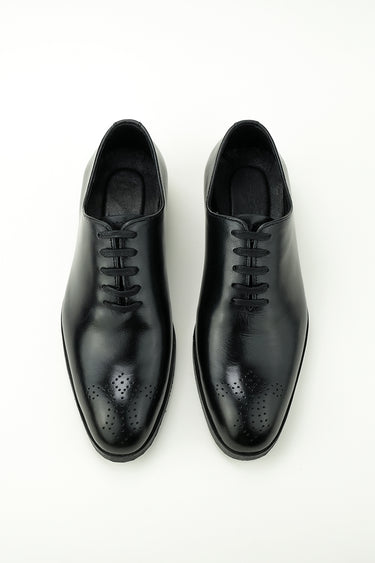 BLACK BURNISHED LEATHER OXFORD SHOES