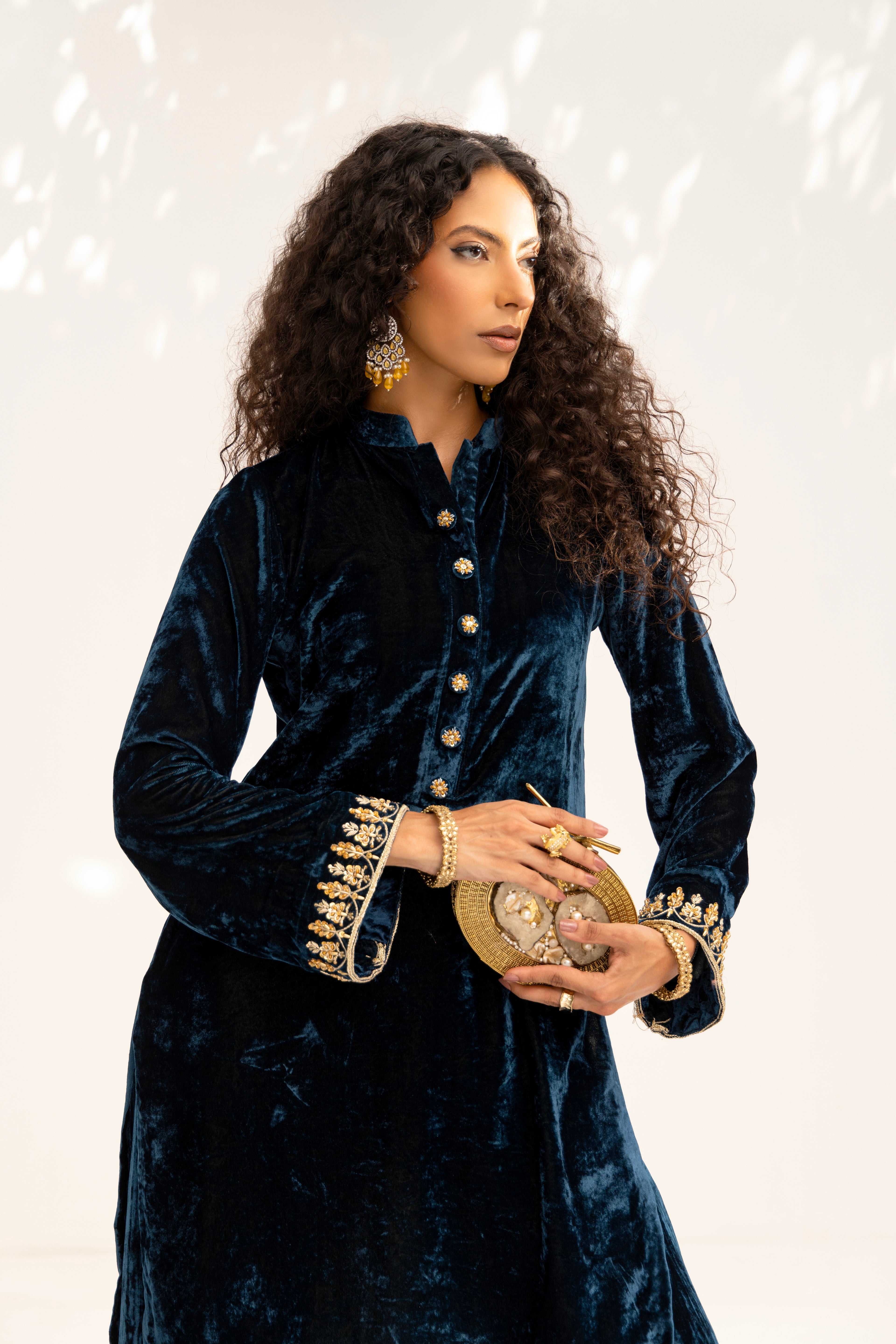 Teal Blue Kurta Pant with Dupatta Clothing Humayun Alamgir