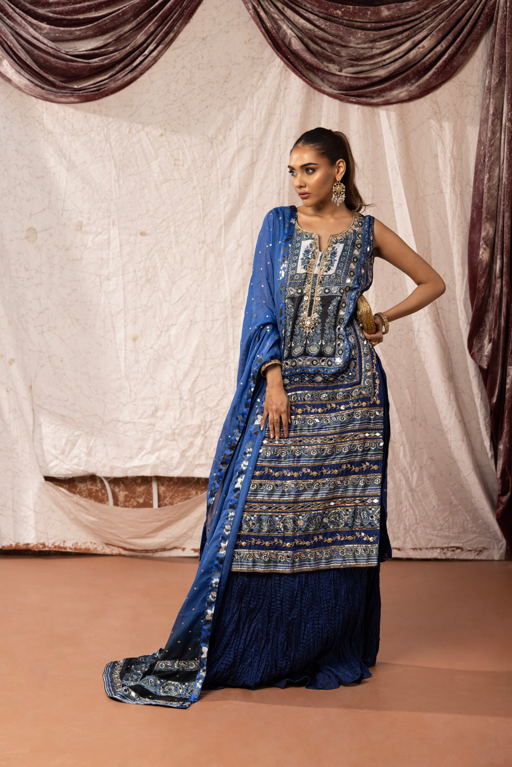 Afraa Shirt with Crush Pants Clothing Humayun Alamgir