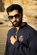 BLUE H MOTIF QUARTER-ZIP JUMPER Humayunalamgir