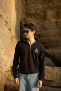 Black H Motif Quarter-Zip Jumper Humayunalamgir