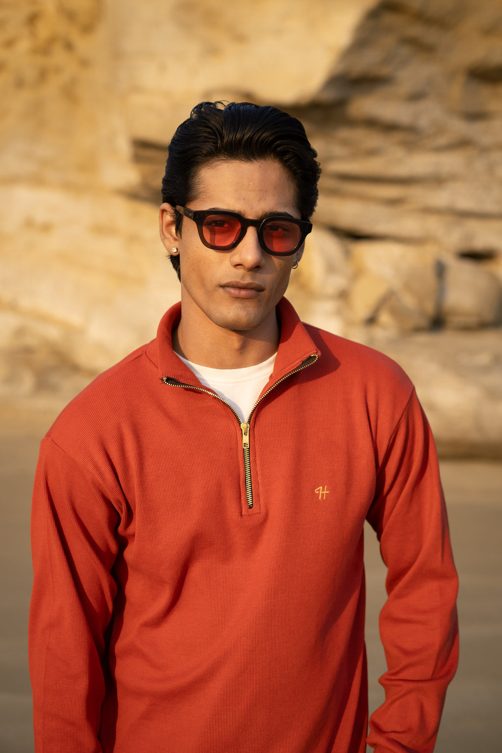 ORANGE H LOGO QUARTER-ZIP JUMPER Humayunalamgir