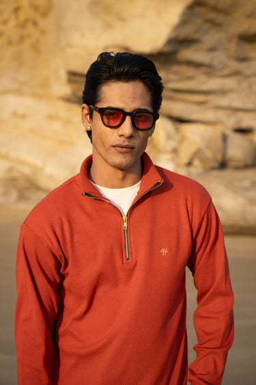 ORANGE H LOGO QUARTER-ZIP JUMPER