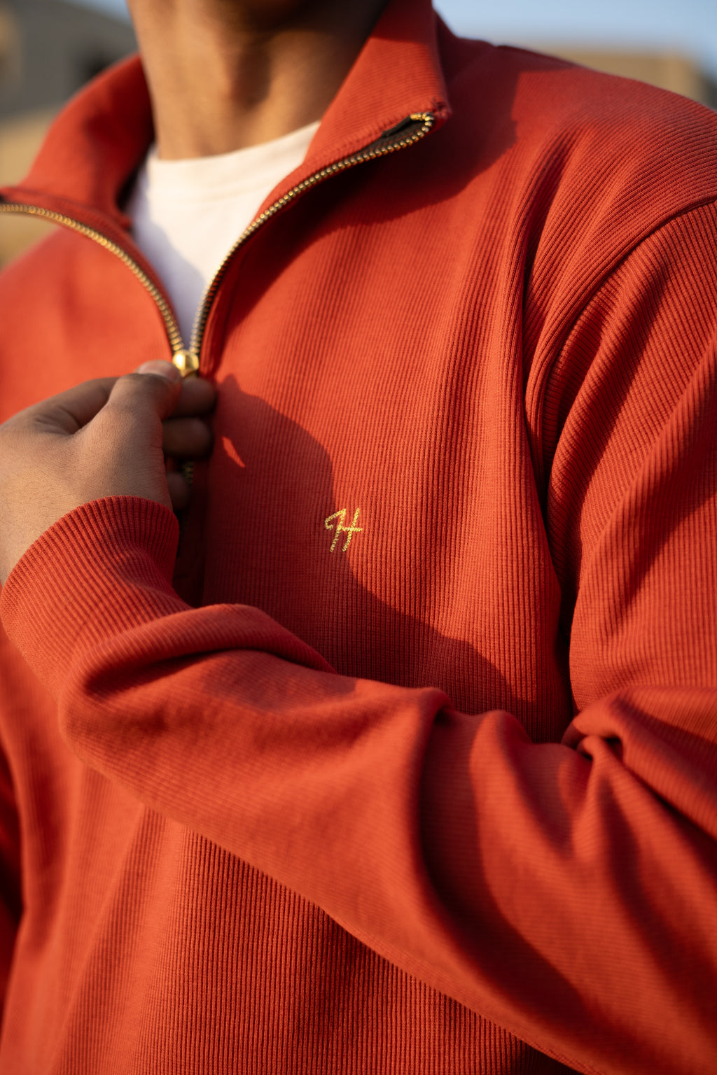 ORANGE H LOGO QUARTER-ZIP JUMPER Humayunalamgir