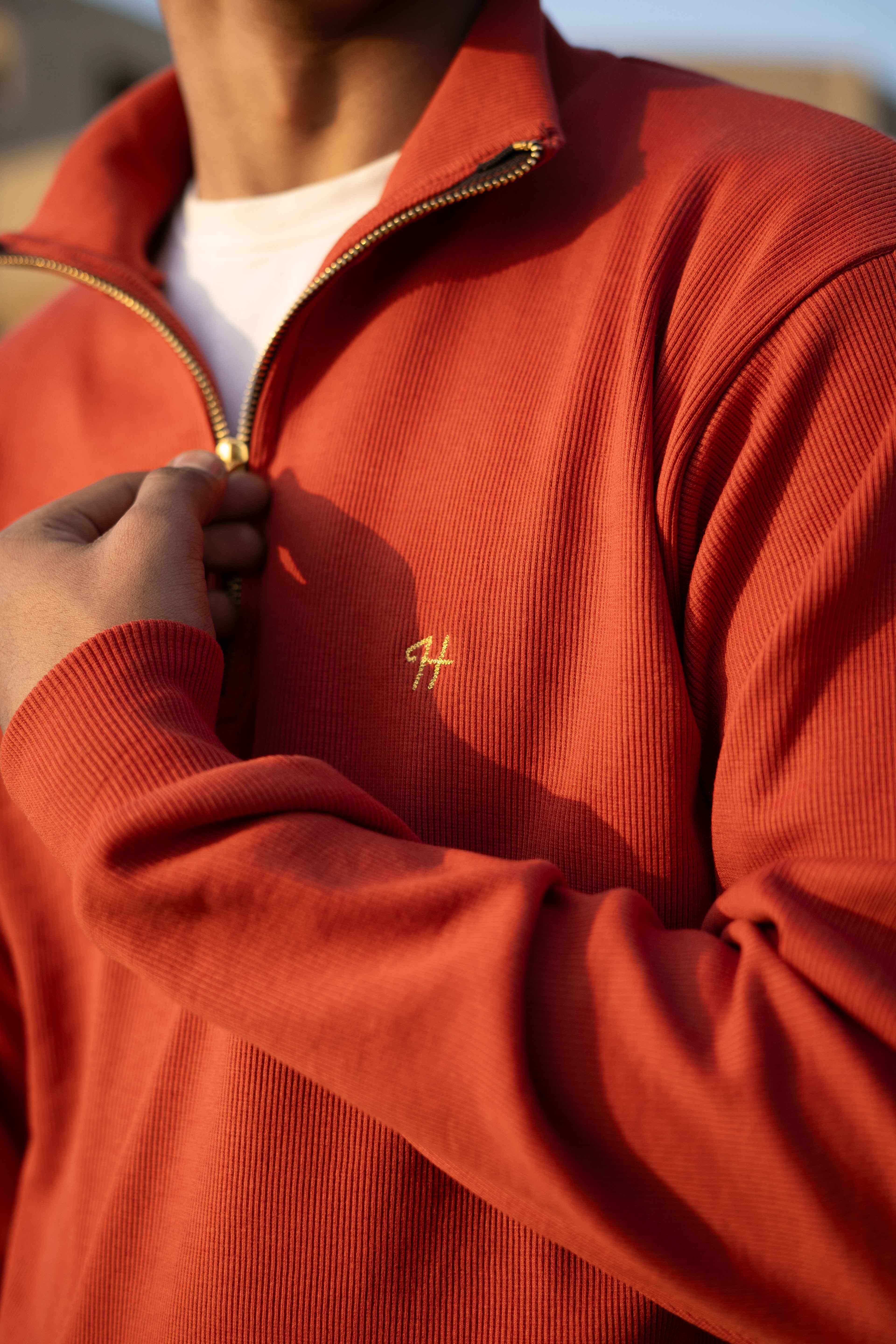 ORANGE H LOGO QUARTER-ZIP JUMPER Humayunalamgir