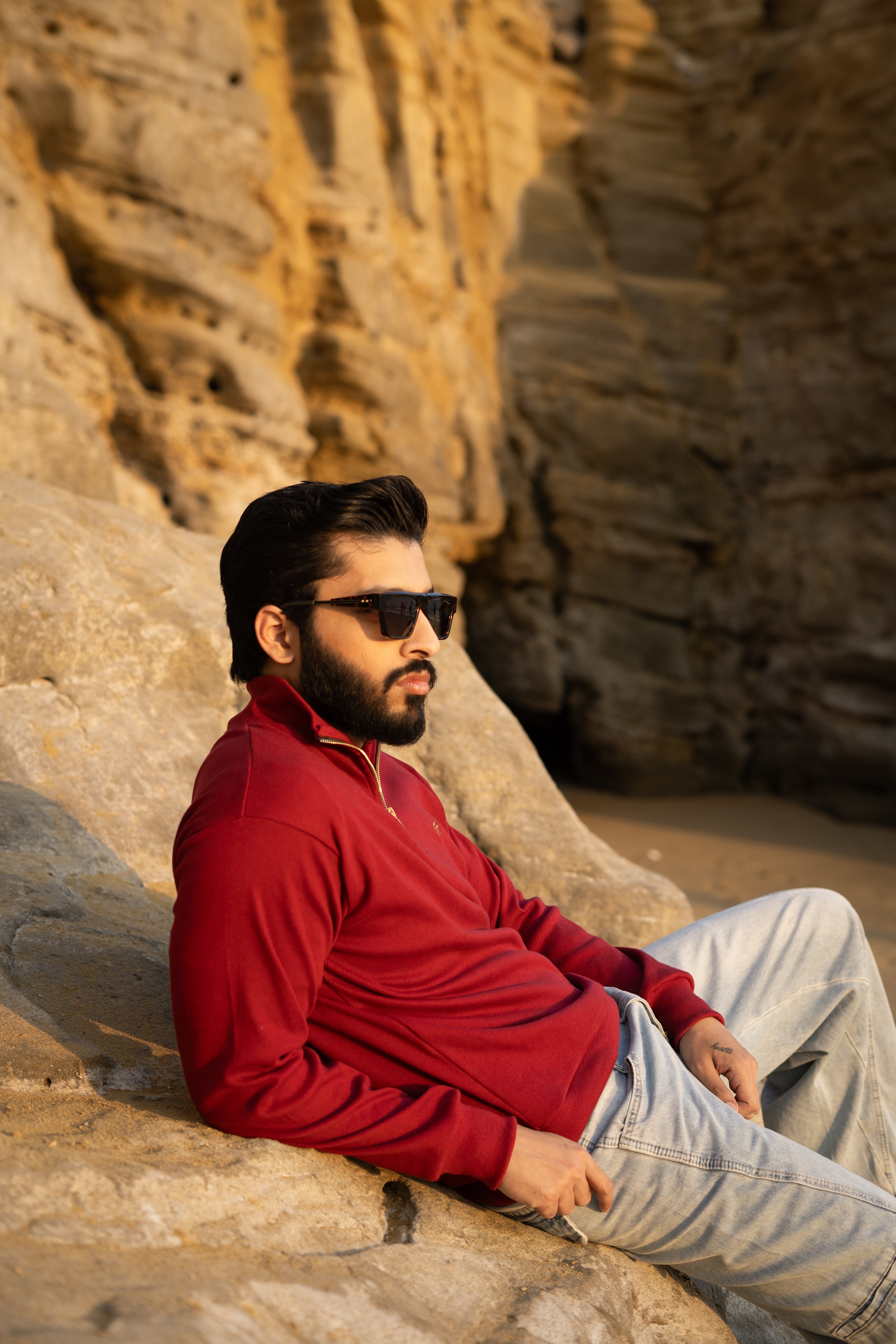 RED H LOGO QUARTER-ZIP JUMPER Humayunalamgir