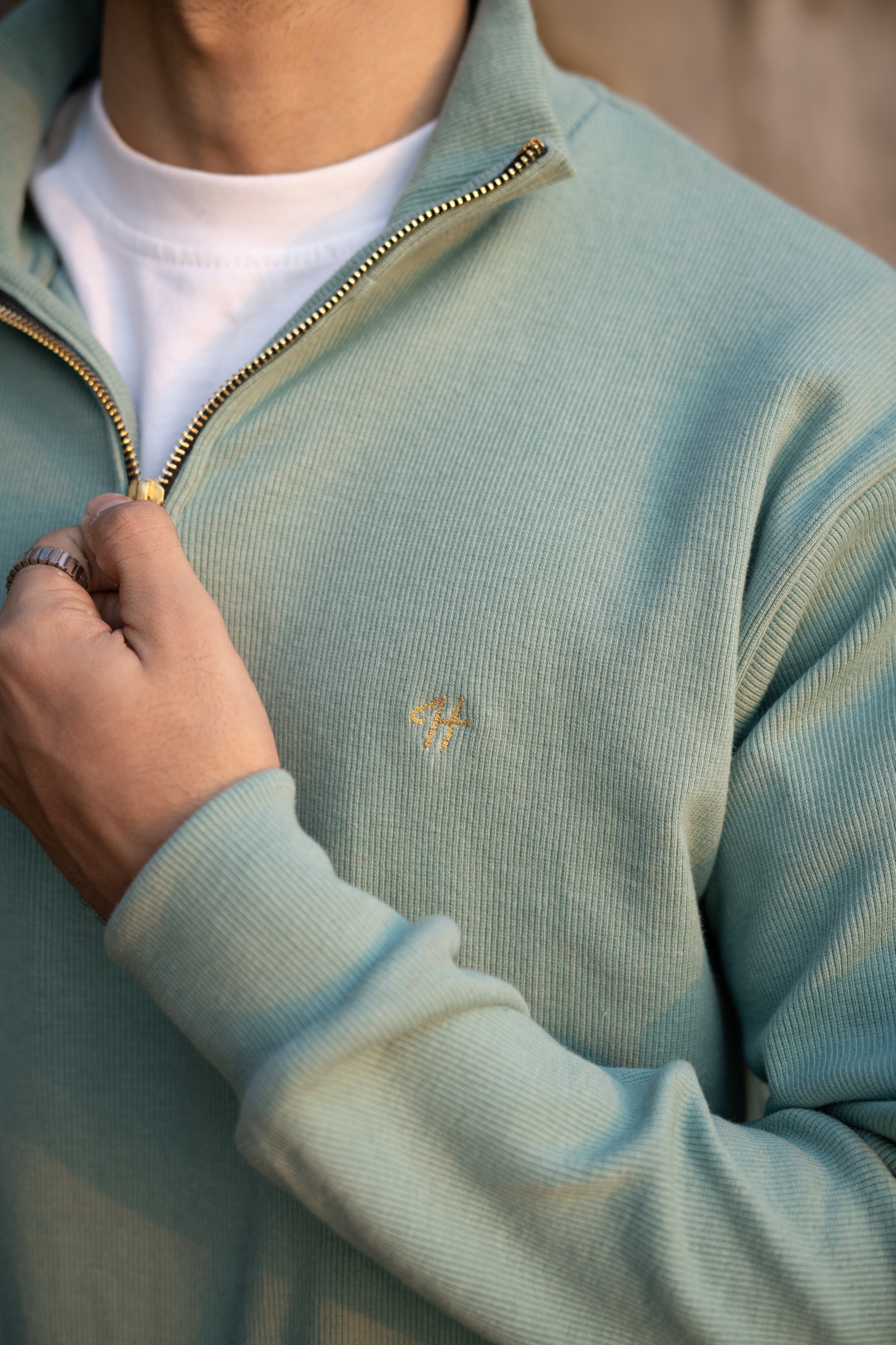 MINT H LOGO QUARTER-ZIP JUMPER Humayunalamgir