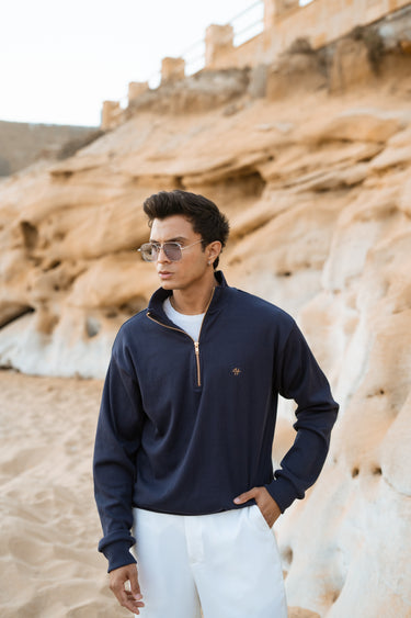 BLUE H LOGO QUARTER-ZIP JUMPER