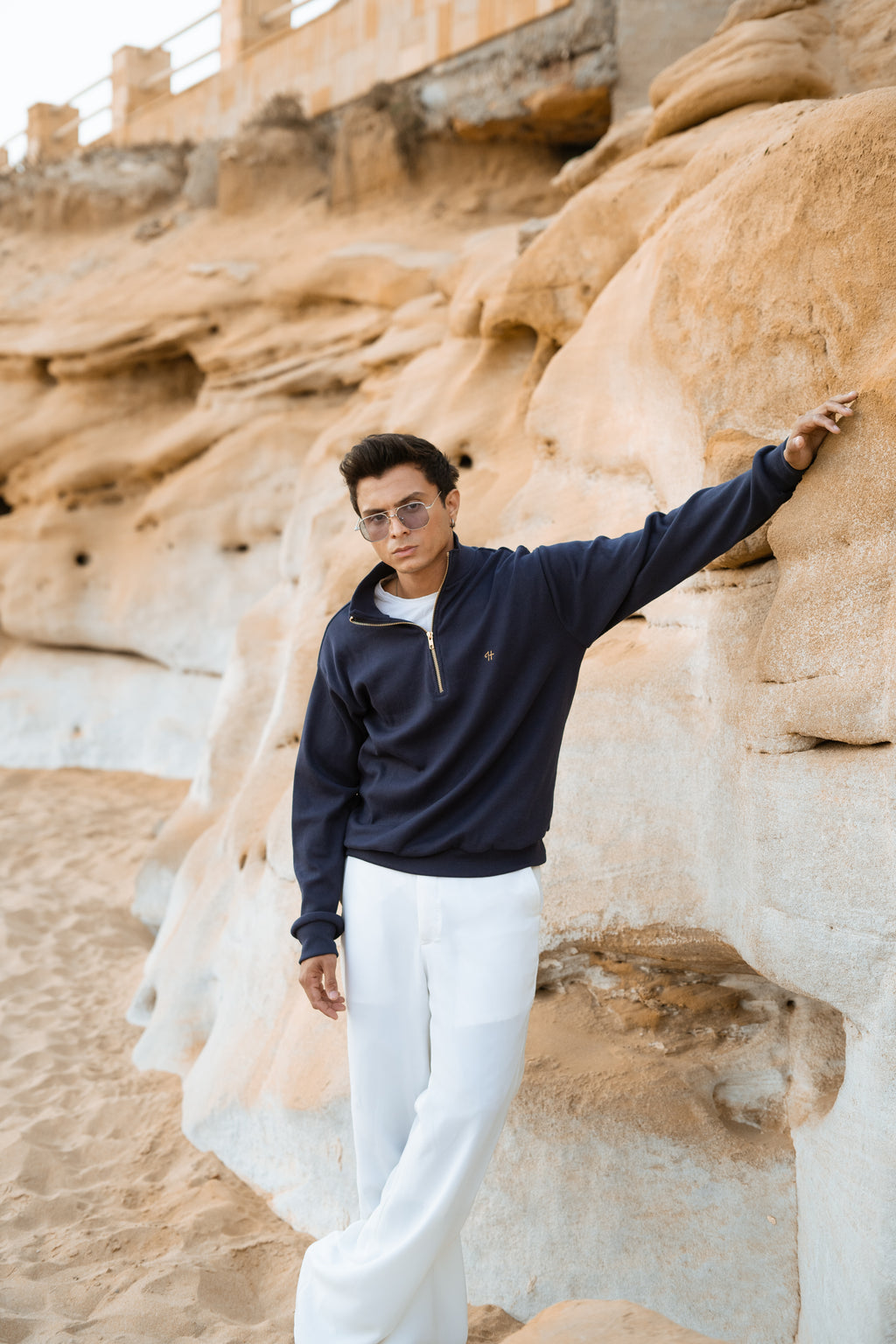 BLUE H LOGO QUARTER-ZIP JUMPER Humayunalamgir