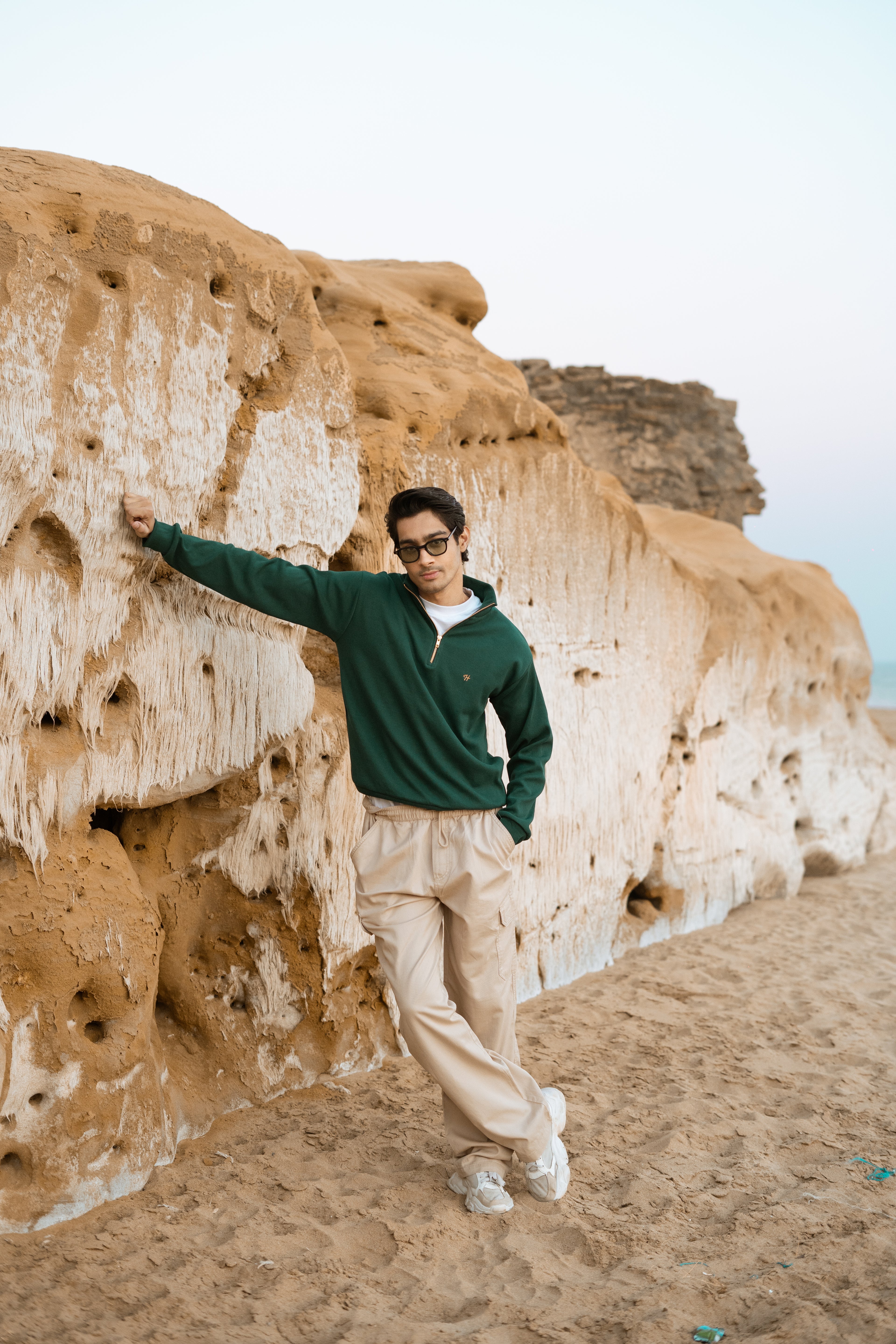 GREEN H LOGO QUARTER-ZIP JUMPER Humayunalamgir