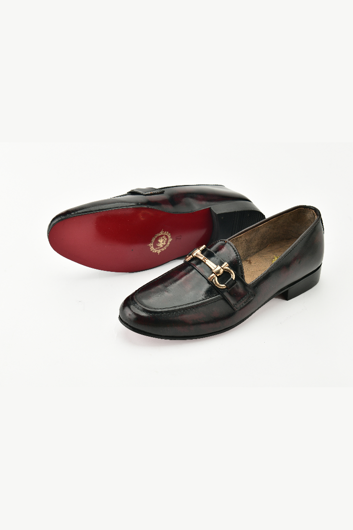 Maroon shinny Leather buckle shoes Shoes humyaunalamgir
