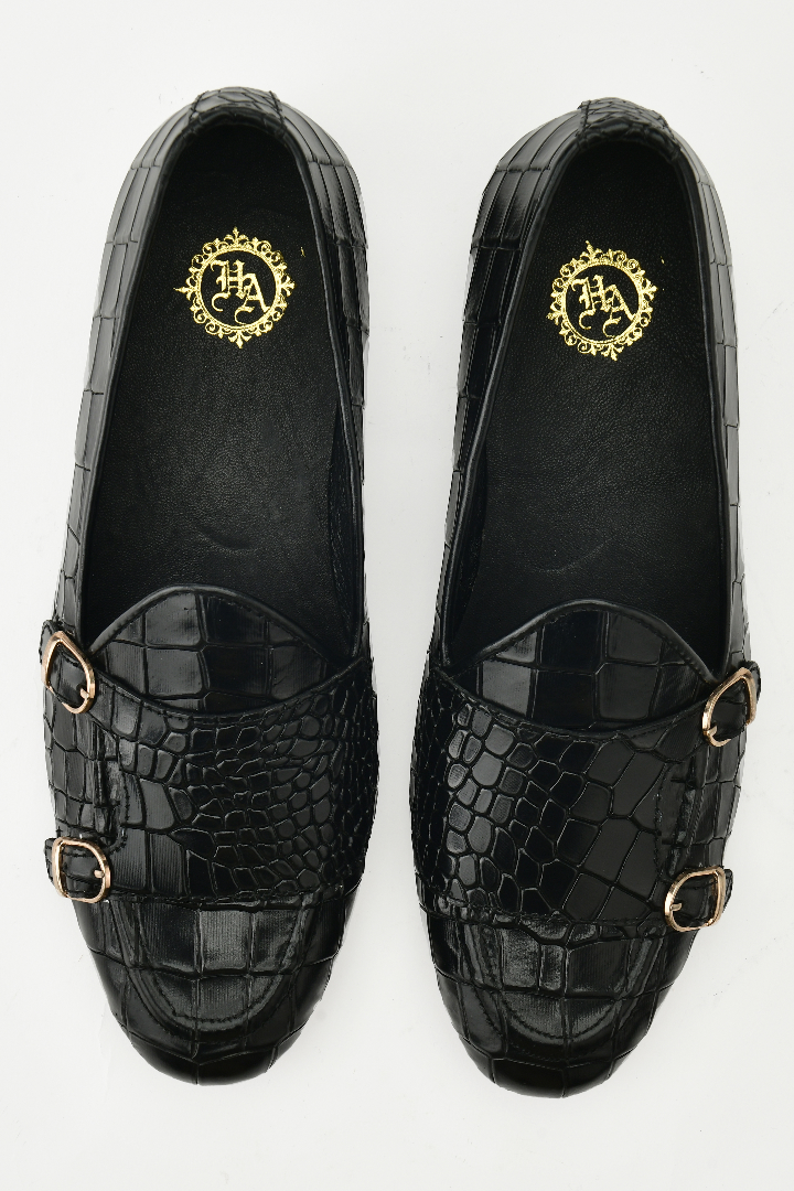 Black Texture D-Monk Shoes Shoes humyaunalamgir