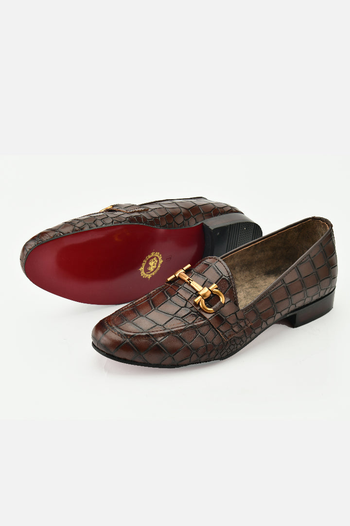 Brown Crocodile textured Shoes Shoes humyaunalamgir