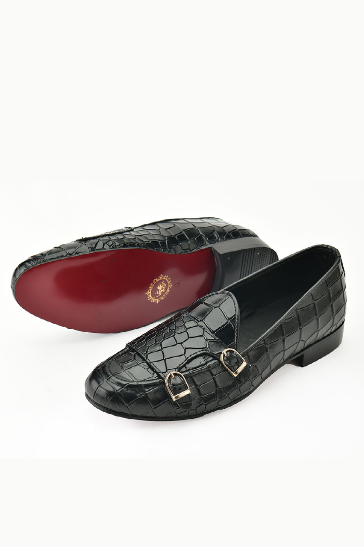 Black Texture D-Monk Shoes Shoes humyaunalamgir