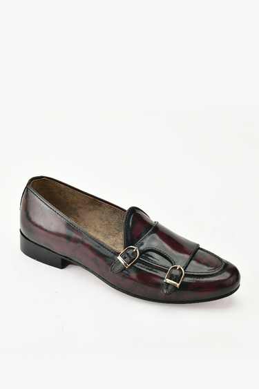 Maroon D-Monk Shoes