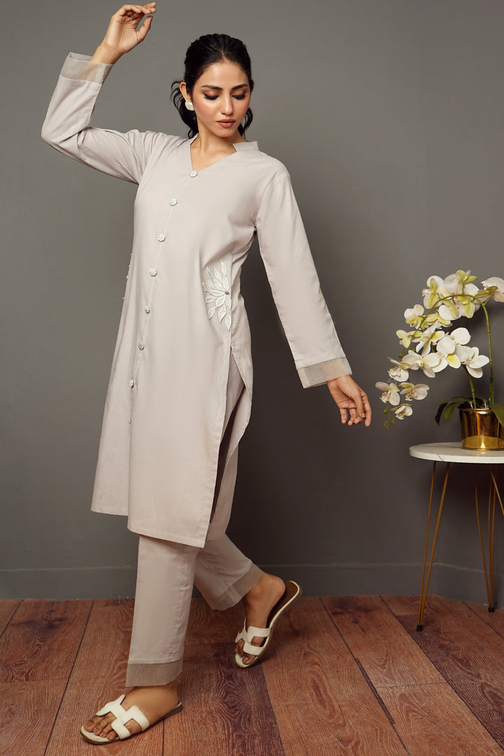 Grey 3D Cotton HumayunAlamgir Small 2 Piece