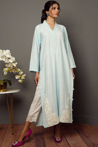 Sky blue khaadi silk