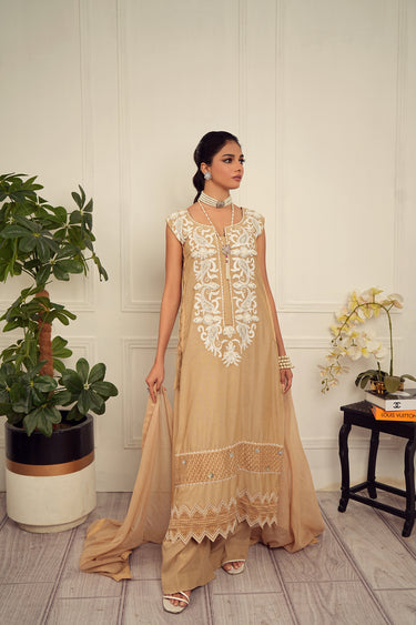Beige Humayun Alamgir XS 3 Piece