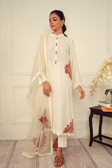 White Aari Humayun Alamgir XS 3 Piece