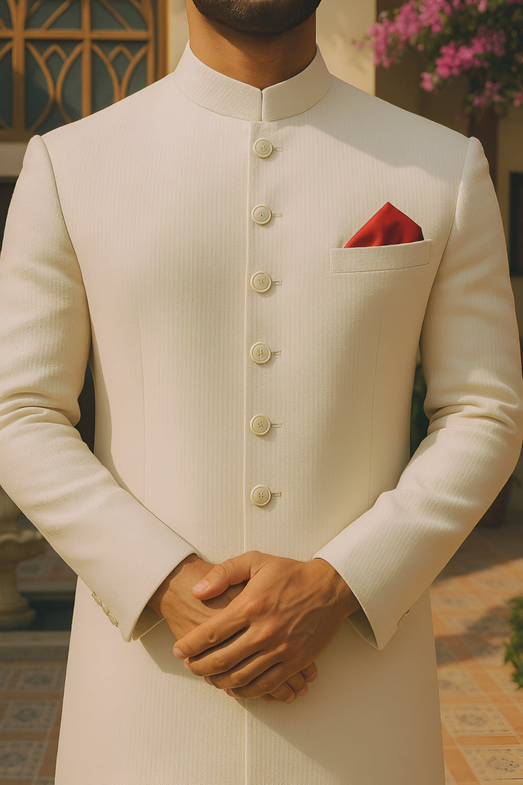 WHITE PLAIN SHERWANI sherwani Humayun Alamgir